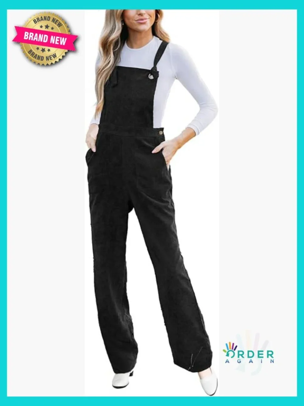 Corduroy Overall Jumpsuit Wide Leg Square Neck Self Tie Strap Fall Casual Romper